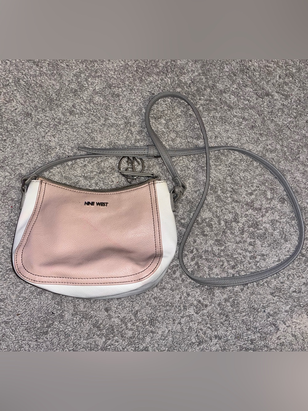 Nine West Blush Pink White Gray Colorblock Crossbody Bag